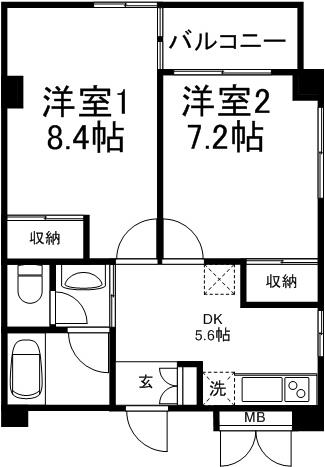 ソナーレ上北沢（Bタイプ） 間取り図